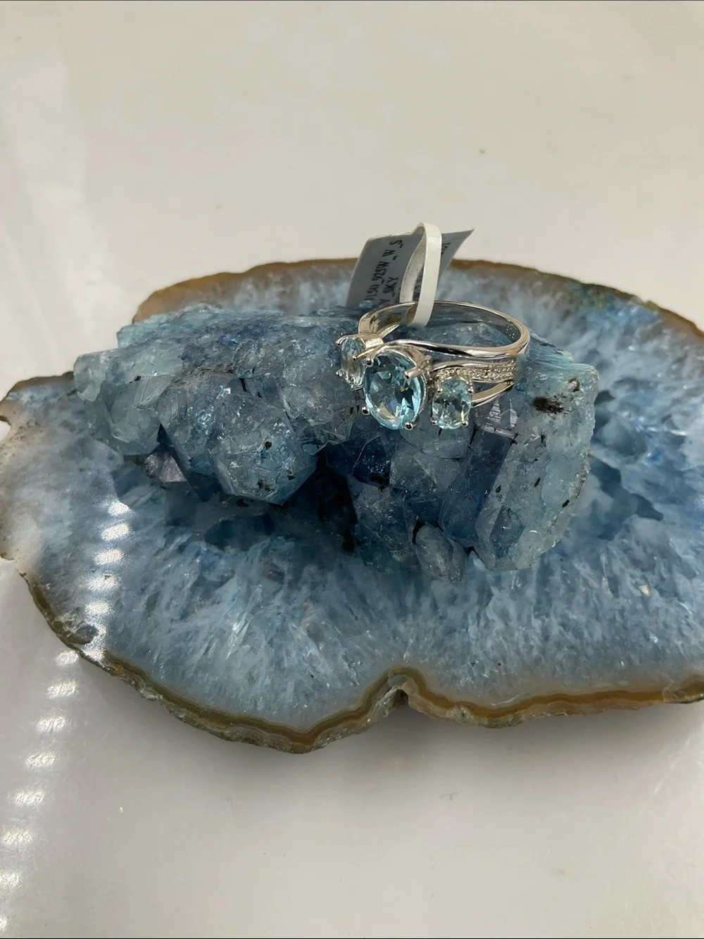 Ross¥Simons Three-Stone Sky Blue Topaz Sterling Ring - Size 7